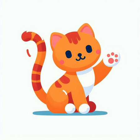 Cute cartoon cat. Vector illustration isolated on a white background.のイラスト素材