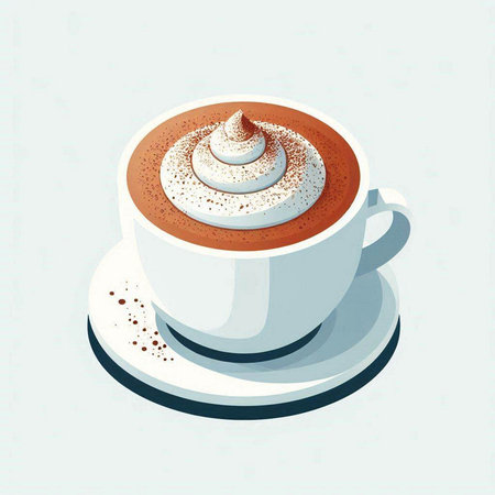Coffee cup with whipped cream on top. Vector illustration.のイラスト素材