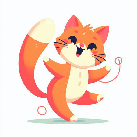 Cute cartoon cat. Vector illustration isolated on a white background.のイラスト素材