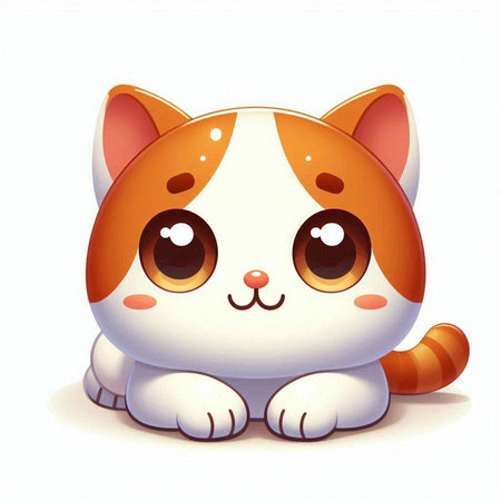 Cute cartoon cat. Vector illustration isolated on a white background.のイラスト素材