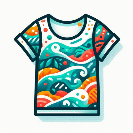 T-shirt with colorful pattern on white background. Vector illustration.のイラスト素材