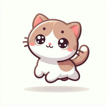 Cute cartoon cat on a white background. Vector illustration in a flat styleのイラスト素材