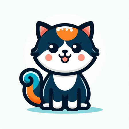 Cute cat cartoon vector illustration. Cute kawaii pet.のイラスト素材