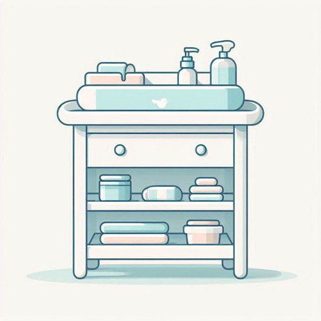 Bathroom interior design. Bathroom furniture. Vector illustration.のイラスト素材