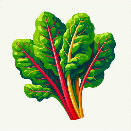 Bunch of fresh chard isolated on white background. Vector illustration.のイラスト素材