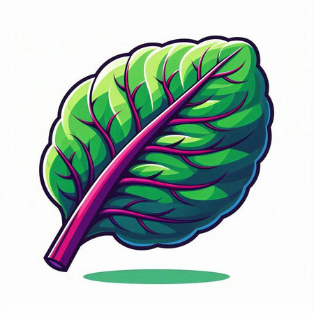 Illustration of a leaf of chard isolated on a white backgroundのイラスト素材