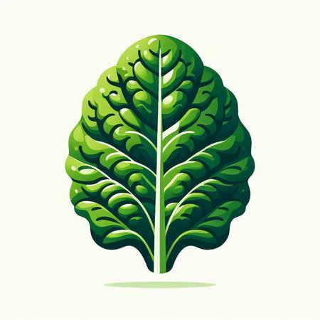 Illustration of a green lettuce leaf on a white background - vectorのイラスト素材