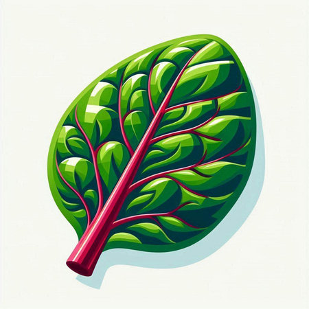 Illustration of a green chard leaf isolated on a white backgroundのイラスト素材