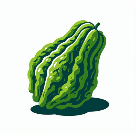 Bitter melon isolated on the white background. Vector illustration.のイラスト素材