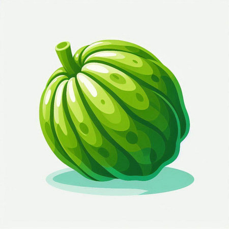 Illustration of a whole fresh green fig isolated on a white backgroundのイラスト素材