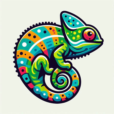 Chameleon. Vector illustration. Isolated on white background.のイラスト素材