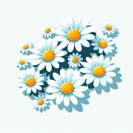Chamomile flowers on a white background. Vector illustration.のイラスト素材