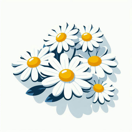 Camomile bouquet on a white background. Vector illustration.のイラスト素材