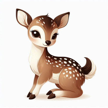 Fawn isolated on white background. Cartoon style. Vector illustration.のイラスト素材