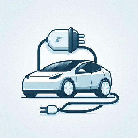 Electric car charging station vector illustration. Electric car charging station icon. Renewable energy concept.のイラスト素材