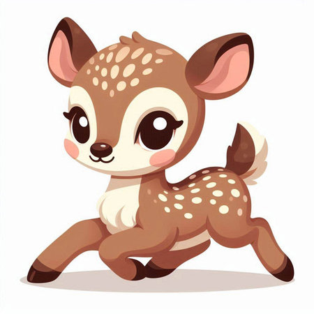 Cute little baby deer. Vector illustration isolated on white background.のイラスト素材
