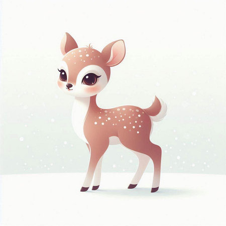 Cute little deer in the snow. Vector illustration for your designのイラスト素材