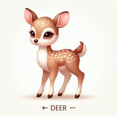 Cute baby deer. Vector illustration of a cute fawn.のイラスト素材