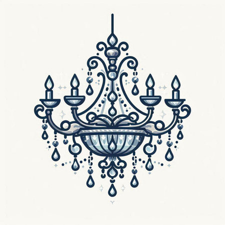 Luxury chandelier. Hand drawn sketch. Vector illustration.のイラスト素材