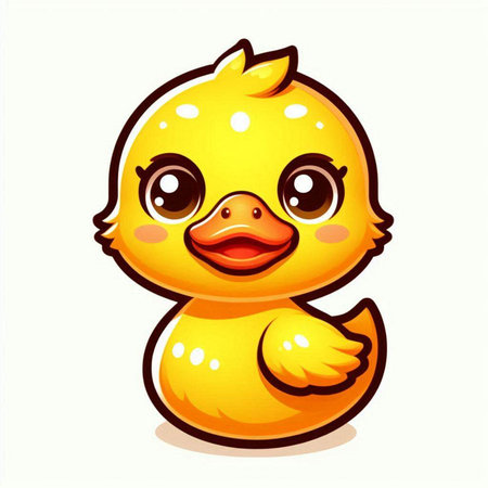 Cute cartoon duckling. Vector illustration isolated on white background.のイラスト素材