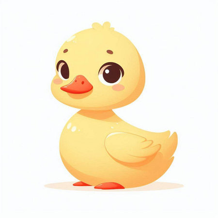 Cute cartoon duckling isolated on white background. Vector illustration.のイラスト素材