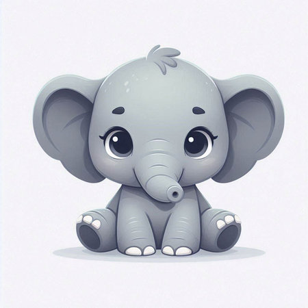 Cute cartoon baby elephant on a white background. Vector illustration.のイラスト素材