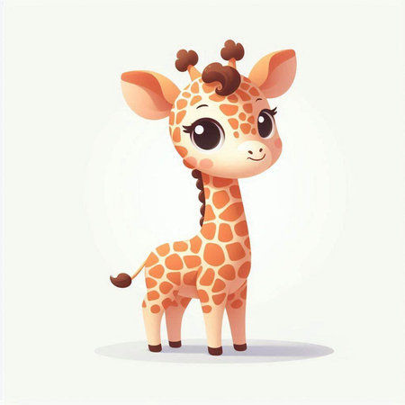 Cute cartoon giraffe. Vector illustration of a cute animal.のイラスト素材