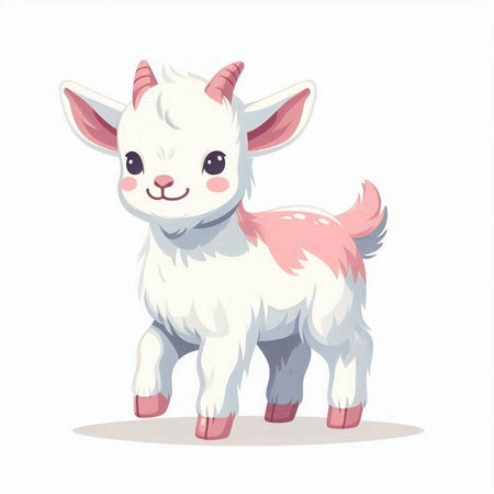 Cute cartoon goat isolated on a white background. Vector illustration.のイラスト素材