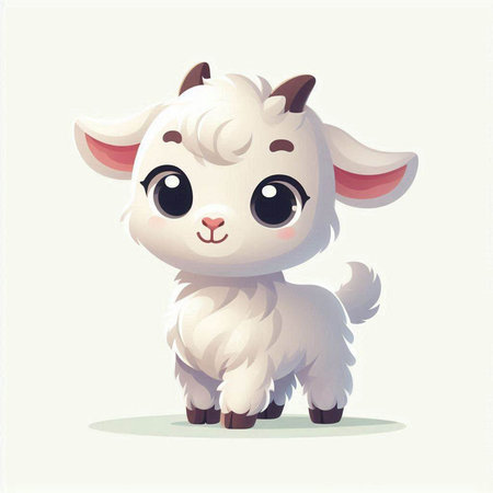 Cute cartoon goat. Vector illustration. Isolated on white background.のイラスト素材