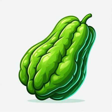 Illustration of a green chayote isolated on a white backgroundのイラスト素材
