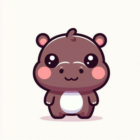 Cute hippopotamus character. Cute animal cartoon vector illustrationのイラスト素材