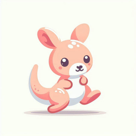 Cute kangaroo vector illustration. Cartoon kangaroo characterのイラスト素材