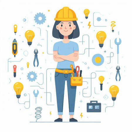 Chef with a spoon and vegetables. Vector illustration in flat styleのイラスト素材