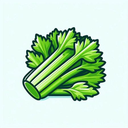 Celery icon. Vector illustration of celery with leaves.のイラスト素材
