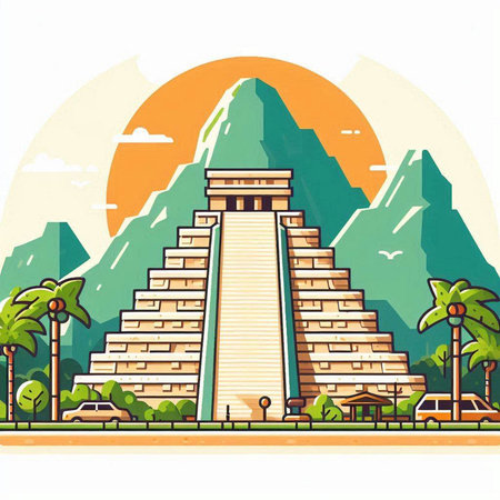 Temple of the Sun. Vector illustration on a white background.のイラスト素材