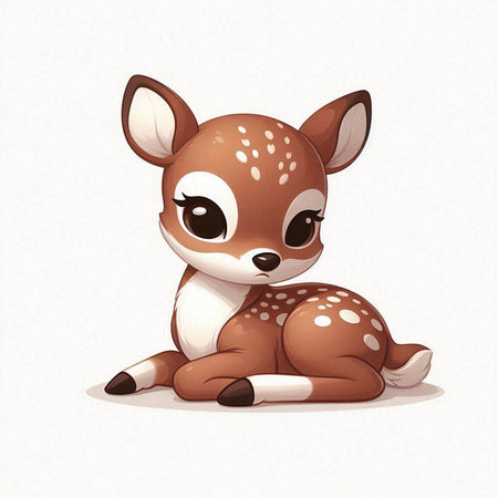 Cute cartoon baby deer on a white background. Vector illustration.のイラスト素材