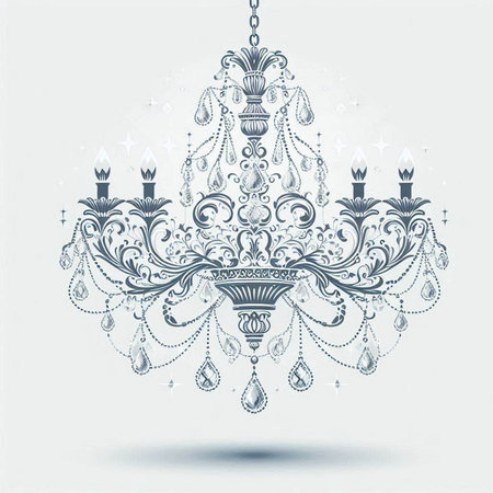 Illustration of crystal chandelier in vintage style. Vector illustration.のイラスト素材