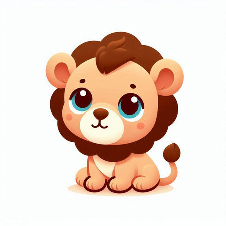 Cute cartoon lion isolated on a white background. Vector illustration.のイラスト素材