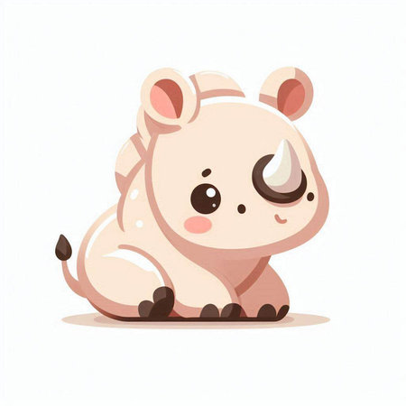 Cute baby rhinoceros. Vector illustration in cartoon styleのイラスト素材