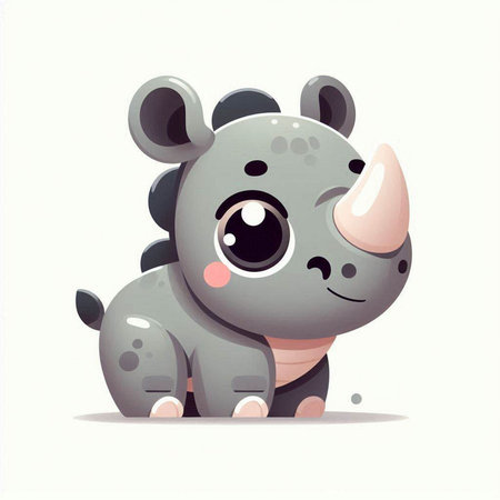 Cute baby rhinoceros cartoon character. Vector illustration.のイラスト素材