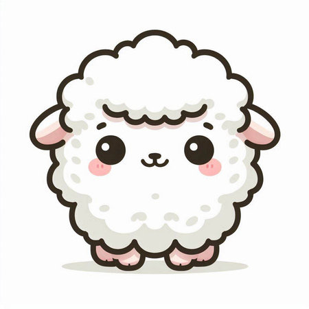 Cute cartoon sheep. Vector illustration isolated on a white background.のイラスト素材