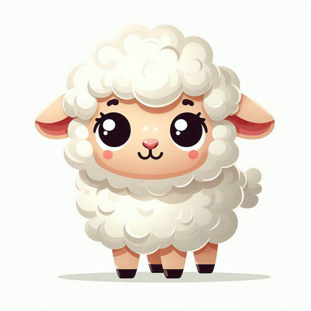Cute cartoon sheep. Vector illustration isolated on a white background.のイラスト素材