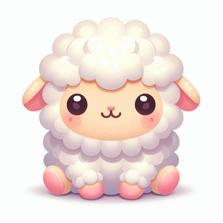Cute cartoon sheep. Vector illustration. Isolated on white background.のイラスト素材