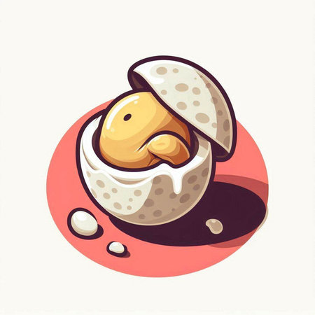 Illustration of an Easter egg with a chick in it on a white backgroundのイラスト素材