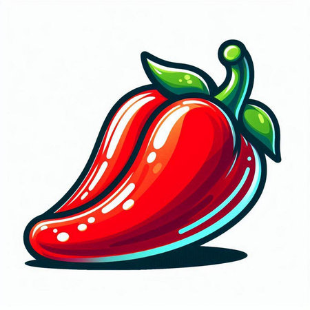 Red hot chili pepper isolated on white background. Hand drawn vector illustration.のイラスト素材