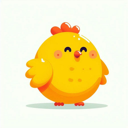 Cute cartoon chicken isolated on a white background. Vector illustration.のイラスト素材