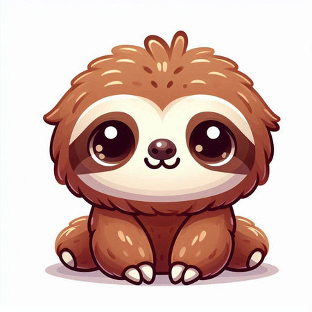 Cute cartoon sloth isolated on white background. Vector illustration.のイラスト素材