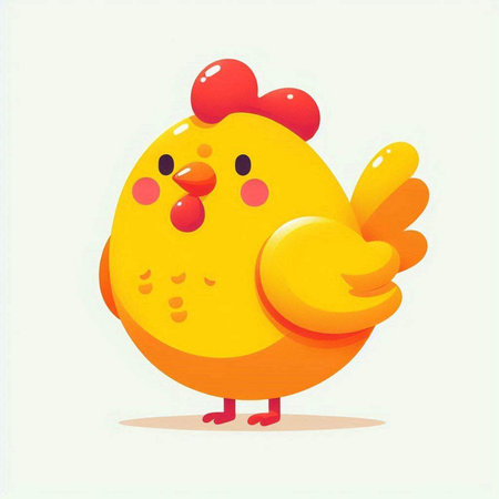 Vector illustration of a cute cartoon yellow chicken on a white background.のイラスト素材
