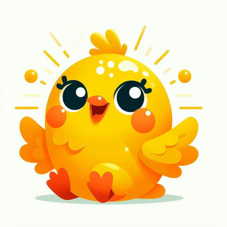 Vector illustration of a cute yellow chicken on a white background. Happy Easter.のイラスト素材