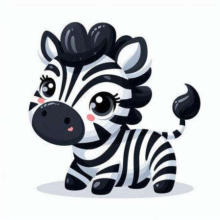 Cute cartoon zebra. Vector illustration isolated on white background.のイラスト素材